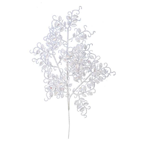 22" White Glitter Mini Ruscus Leaf Spray (12 pack)