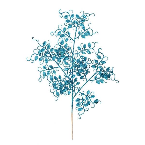 22" Turquoise Glitter Mini Ruscus Leaf Spray (12 pack)