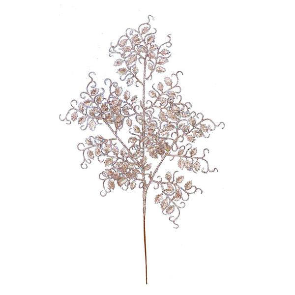 22" Rose Gold Glitter Mini Ruscus Leaf Spray (12 pack)