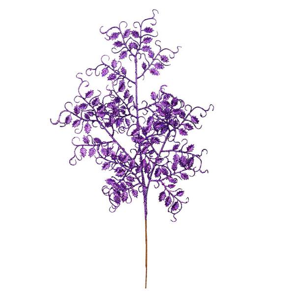 22" Purple Glitter Mini Ruscus Leaf Spray (12 pack)