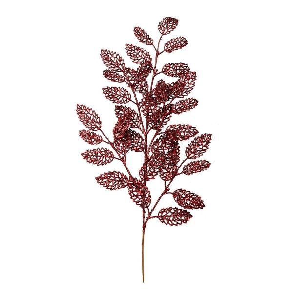 22" Burgundy Glitter Loral Leaf Spray (12 pack)