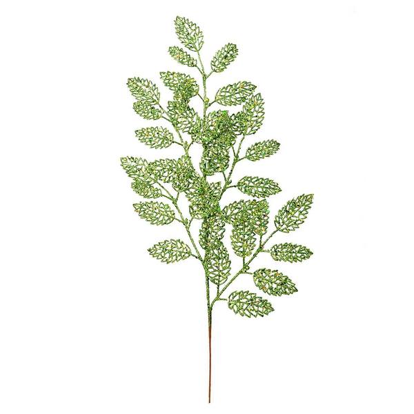 22" Lime Glitter Loral Leaf Spray (12 pack)