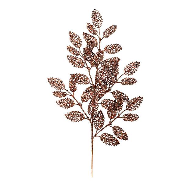 22" Chocolate Glitter Loral Leaf Spray (12 pack)