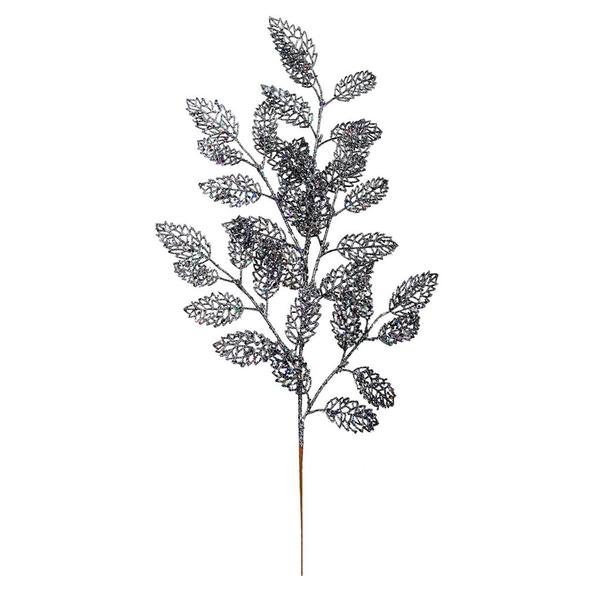 22" Gunmetal Glitter Loral Leaf Spray (12 pack)