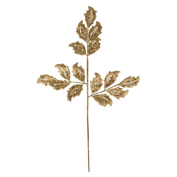 22" Gold Glitter Mistletoe Leaf Spray (12 pack)