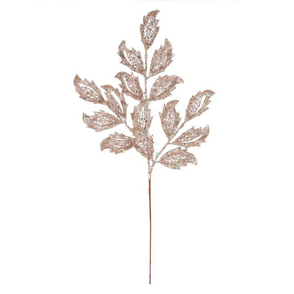22" Rose Gold Glitter Mistletoe Leaf Spray (12 pack)