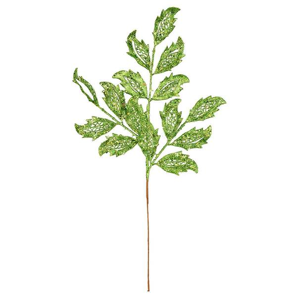 22" Lime Glitter Mistletoe Leaf Spray (12 pack)