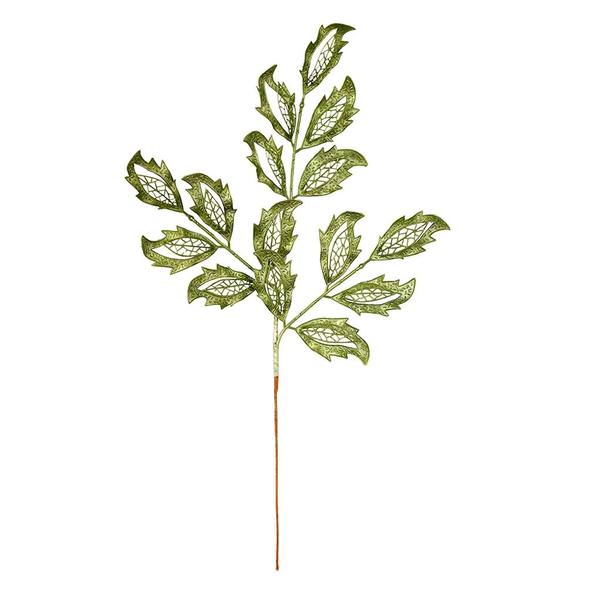 22" Green Matte Mistletoe Leaf Spray (12 pack)