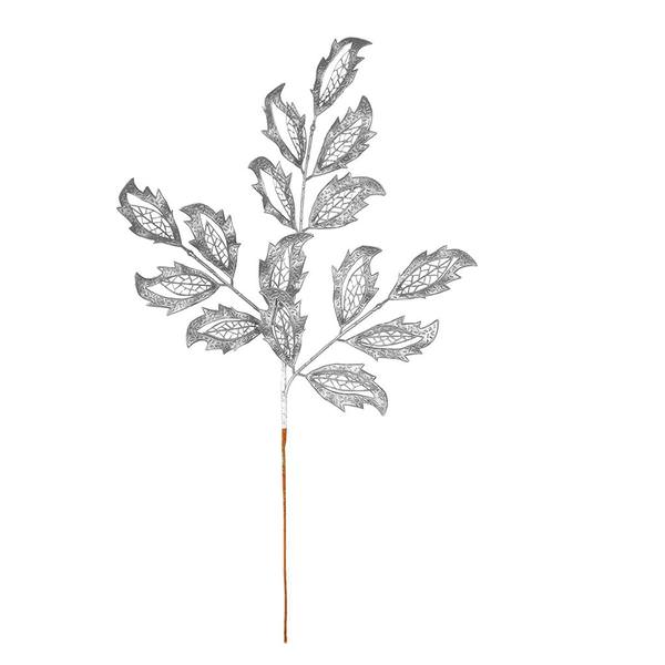 22" Silver Matte Mistletoe Leaf Spray (12 pack)