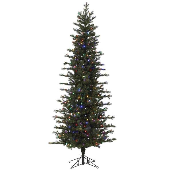 10' x 49" Artificial Hillside Pencil Spruce 750 Multi-Color LED Lights