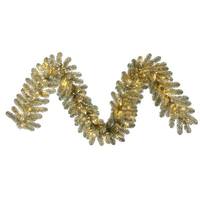 Vickerman 9' x 14" Artificial Champagne Garland 220 Warm White LED Lights