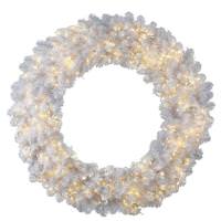 Vickerman 72" Artificial White Wreath 1760 Warm White LED Lights