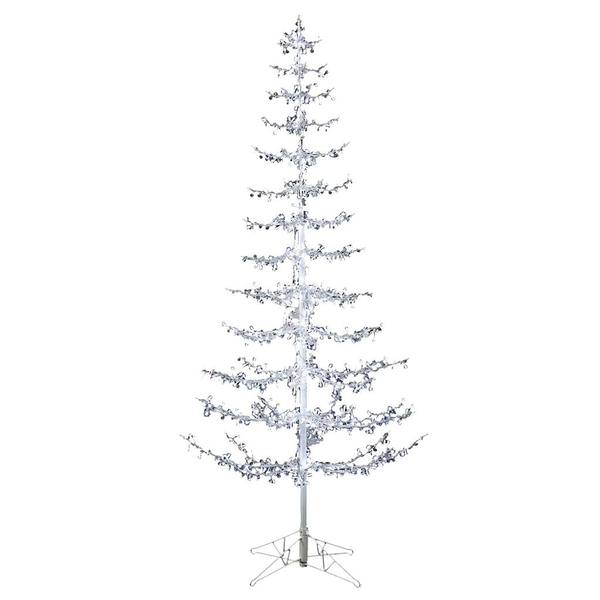 6' x 35" Crystal Drop Tree 600 Pure White LED Lights