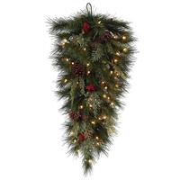 Vickerman 32" Artificial Grove Berry Mixed Pine Teardrop 50 Clear Lights