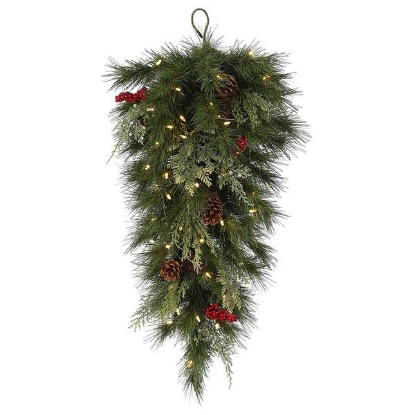 32" Artificial Grove Mixed Pine Teardrop 50 Warm White LED Lights