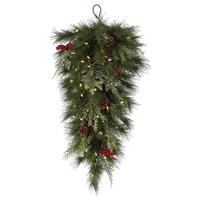 Vickerman 32" Artificial Grove Mixed Pine Teardrop 50 Warm White LED Lights