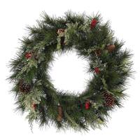 Vickerman 24" Artificial Grove Mixed Pine Berry Pinecone Wreath