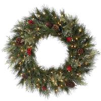 Vickerman 30" Artificial Grove Berry Mixed Pine 100 Clear Lights