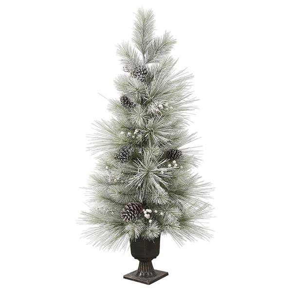 4' x 20" Artificial Flocked Troy Pine 400 Multi-Color LED Lights