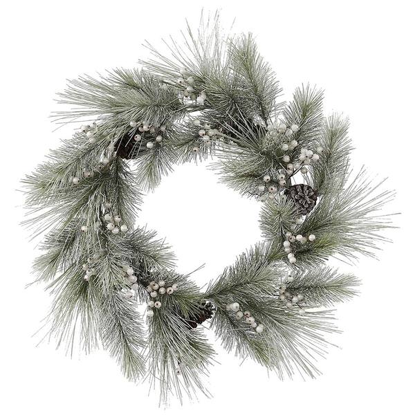 24" Artificial Flocked Troy Pine Wreath