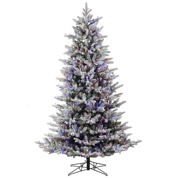 6.5' x 49" Artificial Flocked Aspen Fir 600 Multi-Color LED Lights