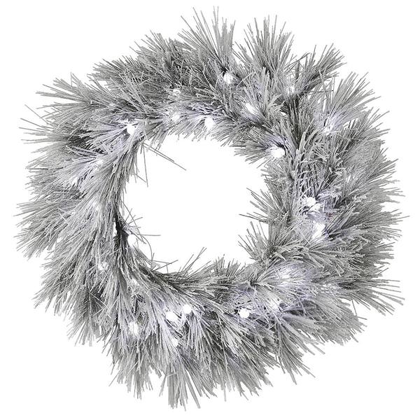 48" Artificial Flocked Alder Needle Pine Wreath 60 Frosted White C7 LED Lights