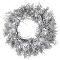 Vickerman 48" Artificial Flocked Alder Needle Pine Wreath 60 Frosted White C7 LED Lights