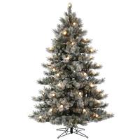 Vickerman 7.5' x 59" Artificial Flocked Cayce Pine 650 Warm White LED Lights