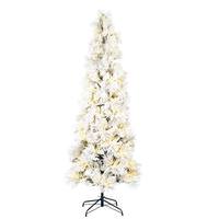 Vickerman 7.5' x 37" Artificial Flocked Atka Pencil Pine 350 Warm White LED Lights