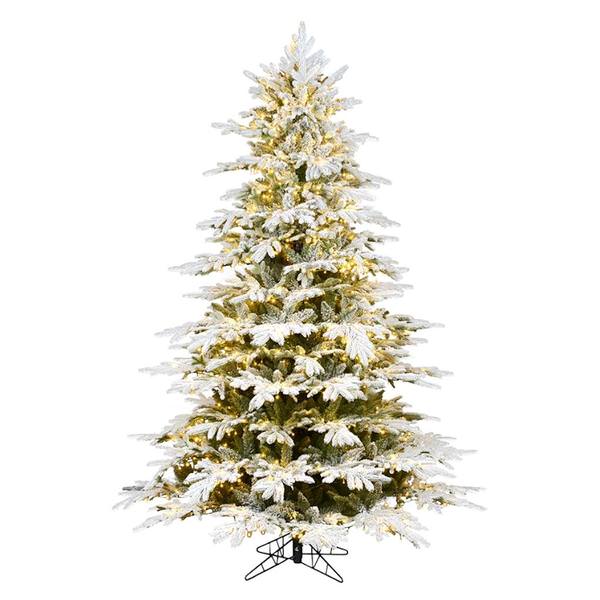4.5' x 47" Artificial Flocked Kamas Fraiser Fir 350 Multi-Color LED Lights