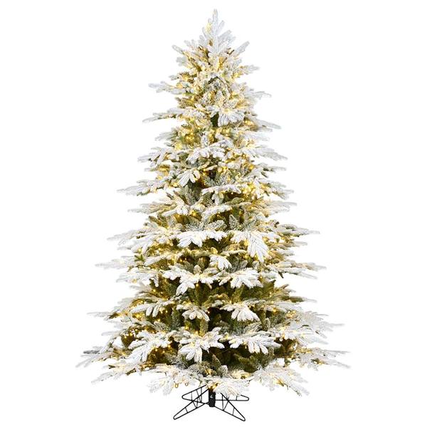 7.5' x 62" Artificial Flocked Kamas Fraiser Fir 700 Multi-Color LED Lights