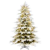 Vickerman 7.5' x 62" Artificial Flocked Kamas Fraiser Fir 700 Multi-Color LED Lights