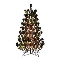 View 4' x 30" Black Stand Wine Bottle Tree 200 Clear Miniature Lights