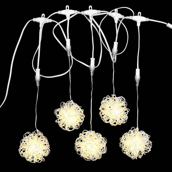 100 Light 8' White Wire Warm White Vine Ball Icicle LED Light String
