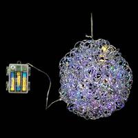 Vickerman 35 Light 8" Silver Vine Glitter Ball Warm White Micro LED Battery Operated Light String with Timer