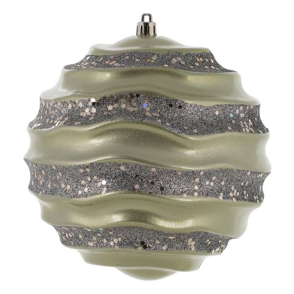 6" Limestone Candy Glitter Wave Ball Ornament