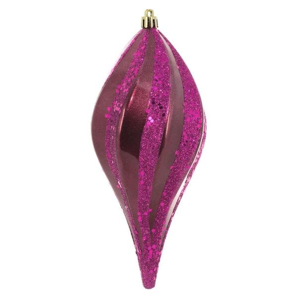 8" Berry Red Candy Glitter Swirl Drop Ornament