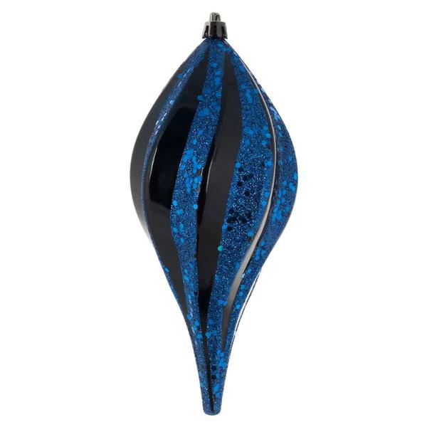 8" Midnight Blue Candy Glitter Swirl Drop Ornament