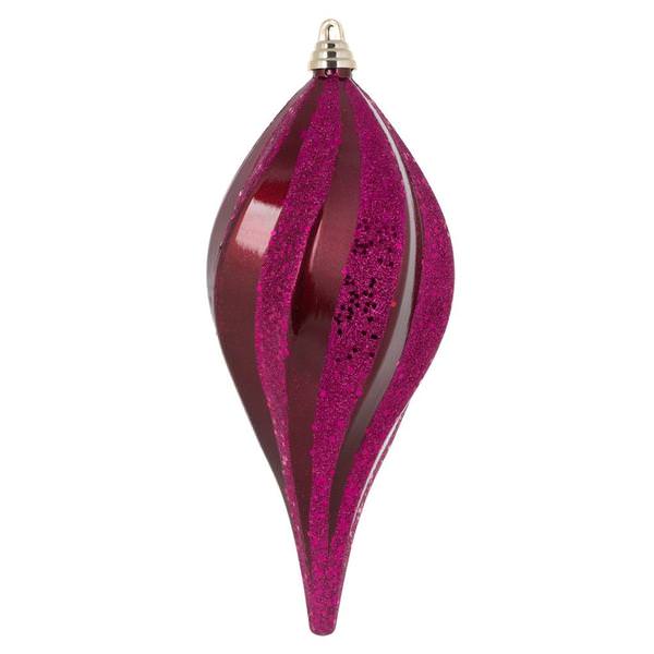 12" Berry Red Candy Glitter Swirl Drop Ornament