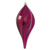 Vickerman 12" Berry Red Candy Glitter Swirl Drop Ornament