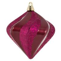 Vickerman 6" Berry Red Candy Glitter Swirl Diamond Ornament