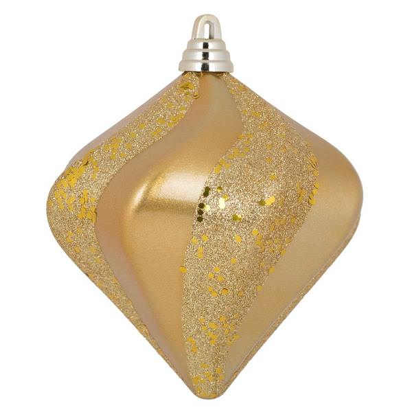 6" Copper Gold Candy Glitter Swirl Diamond Ornament