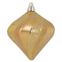 Vickerman 6" Copper Gold Candy Glitter Swirl Diamond Ornament