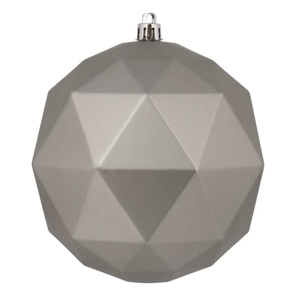 6" Limestone Matte Geometric Ball Ornament (4 pack)