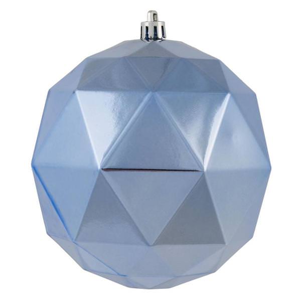 4.75" Periwinkle Shiny Geometric Ball Ornament (4 pack)