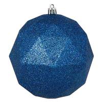 Vickerman 4.75" Midnight Blue Glitter Geometric Ball Ornament (4 pack)