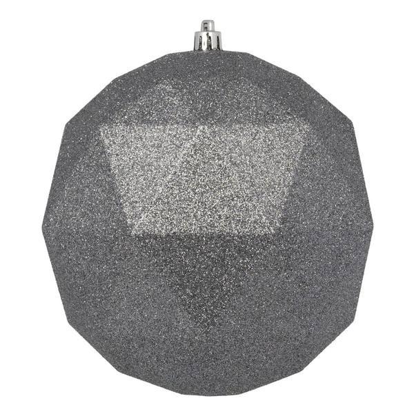 4.75" Limestone Glitter Geometric Ball Ornament (4 pack)