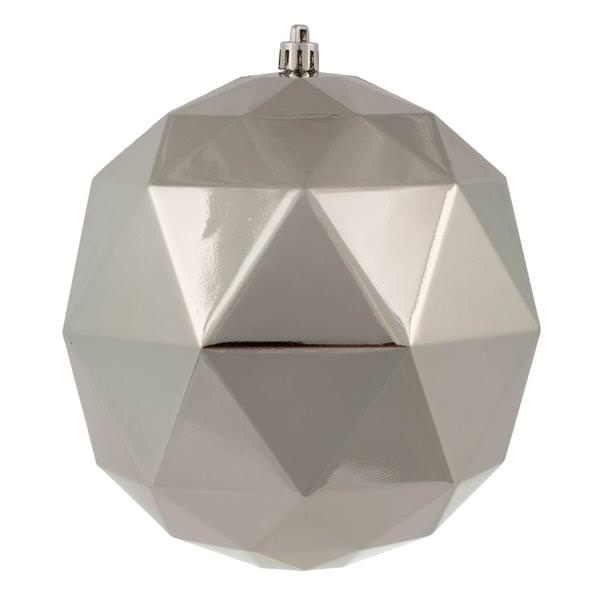 6" Limestone Shiny Geometric Ball Ornament (4 pack)