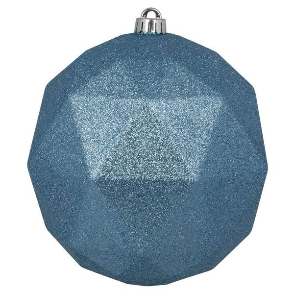 6" Periwinkle Glitter Geometric Ball Ornament (4 pack)
