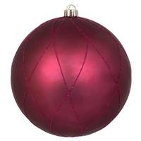 View 4" Berry Red Matte Glitter Swirl Ball Ornament (4 pack)